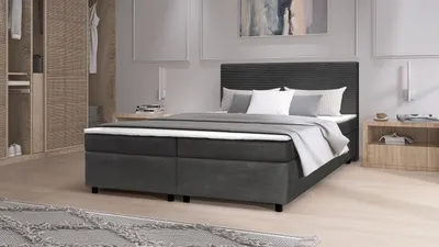Produktbild von Boxspringbett Paxos Cordstoff Graphite 180x200 Hotelbett Bonellfederkern Bett