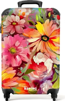 Produktbild von NoBoringSuitcases.com® Koffer Handgepäck Trolley Rollkoffer Kleine Reisekoffer mit 4 Rollen - Blumen - Kunst - Malerei - Botanisch - Cabin Size < 55x40x23 cm & 55x40x20 cm - Fotokoffer - Kabinenkoffer - BoardgepäckHandgepäck Koffer 55x35x20 cm, 36L,