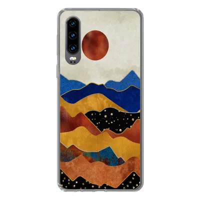 Produktbild von MuchoWow® Handyhülle Schutzhülle Hülle für Huawei P30 Gold - Bronze - Blau Silikon Softcase Handy Hülle - Kartenbesitzer
