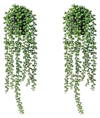 Immagine prodotto di Set di 2 piante artificiali da appendere con vasi, altezza 47 cm