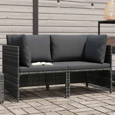 Produktbild von vidaXL 2-Sitzer-Gartensofa mit Polstern Grau Poly Rattan