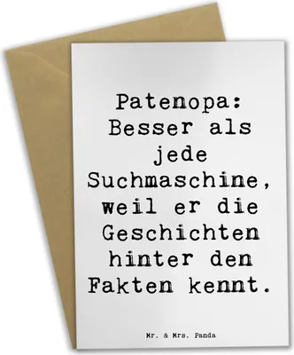 Produktbild von Mr. & Mrs. Panda Glückwunschkarte Spruch Patenopa Geschichten - Weiß - Geschenk, einladungskarten, Großvater, osterkarte, Familie, Grußkarte, Patenschaft, Überlieferungen