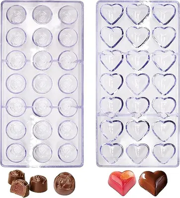 Produktbild von Transparent Schokoladenform,RoadLoo 2Stk 3D Schokoladenform Polycarbonat Schokolade Formen Pralinenform Backform Gebäck Werkzeug Backform Pfanne für Chocoate Kuchen Süßigkeiten 21 Gitters (2)