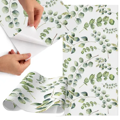 Produktbild von Möbelfolie 50x100 cm - Klebefolie Möbel - Selbstklebende Folie - Folie für Möbel - Möbelfolie Küche - Klebefolie Küche - Möbelfolie Schrank - Wasserdicht - Abwaschbar - Selbstklebend - Luftblasenfrei - Rückstandslos entfernbar - Botanische Blätter