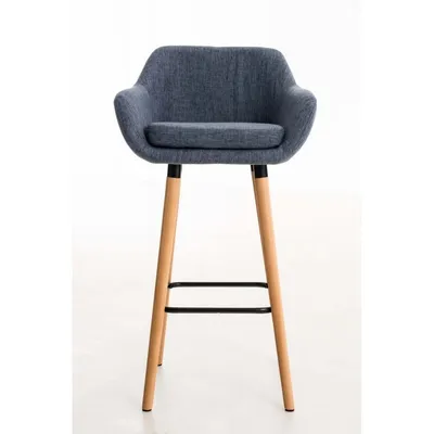 Produktbild von CLP 2er Set Barhocker Grant Stoffbezug Gestell aus Buchenholz bis 150 kg blau