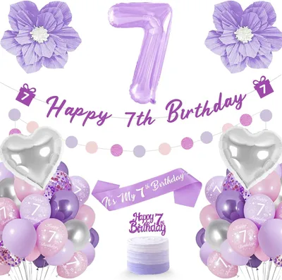 Imagen del producto de Kit de decoración para cumpleaños, globo de aluminio con el número 7, 1 unidad, para fiestas de cumpleaños de niñas