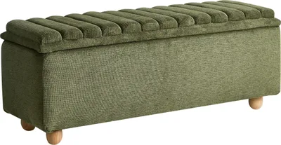 Produktbild von BELIANI Sitzbank mit Stauraum Grün Stoff Wasserabweisend Haustierfreundlich Modernes Design Skandinavischer Stil Stauraumbank Truhenbank Schlafzimmer