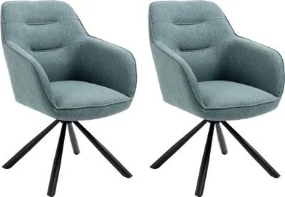 Image de CasaDolce Chaise de salle à manger NASTA, lot de 2, turquoise, 63x61x88 cm, rembourrée, pivotante à 180°, charge max. 120 kg