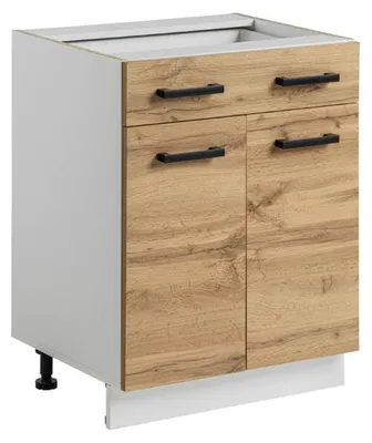 Image de Meuble bas de cuisine avec tiroir "Rita" - Naturel/Blanc - L 60 x H 82 cm