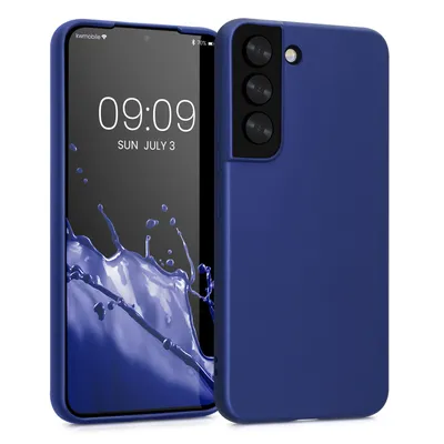Produktbild von kwmobile Case kompatibel mit Samsung Galaxy S22 Hülle - Schutzhülle aus Silikon metallisch schimmernd - Handyhülle Metallic Blau