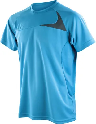 Zdjęcie produktu dla SPIRO S182M | Męska koszulka sportowa Dash Training + Cool-Dry - Kolor: Aqua/Grey - Rozmiar: L