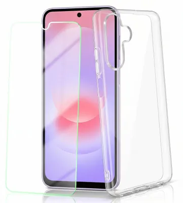 Immagine prodotto di Custodia protettiva per Samsung Galaxy A37, resistente agli urti e dotata di vetro temperato, trasparente