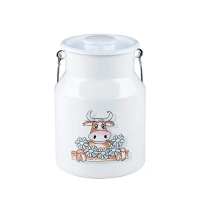 Produktbild von Riess Emaille Milchkanne mit Deckel 1,5 l Almliesel Kuh