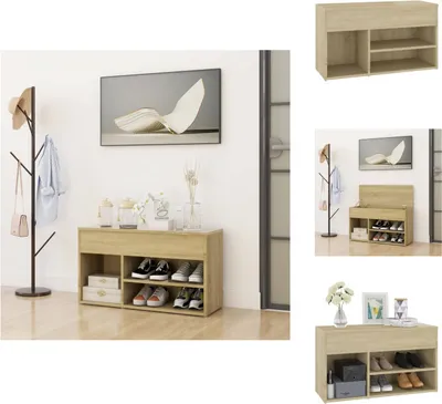 Obrázek produktu pro vidaXL Lavice na boty Sonoma dub 80x30x45 cm materiál na bázi dřeva - Botníky a skříně
