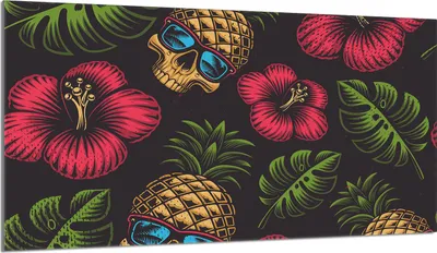 Image de Plaque de recouvrement pour cuisinière 90x52 Vitrocéramiquefeld Couverture anti-éclaboussures Plaque de verre Déco Planche à découper, Crâne Fleur