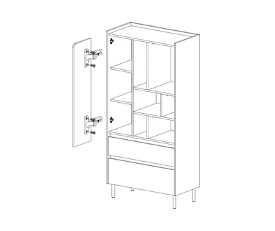 Produktbild von Regalschrank 80X165X40 Cm Luca Lc6 Regal 1 Türiger Bücherregal 2 Schubladen Eukalyptus/Baltic Eiche
