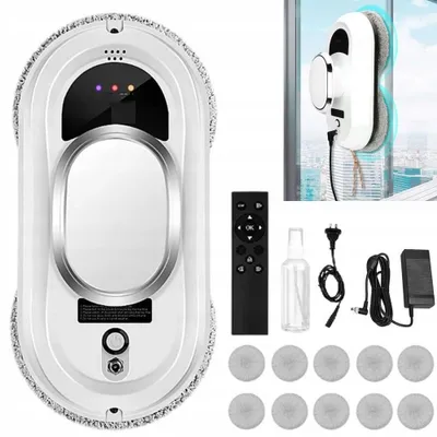 Produktbild von Fensterputzroboter - Elektrischer Fensterreinigungsroboter - Automatische Reinigung - Für Glasfenster - 110–240 V - Kabel 4,5 m - EU-Stecker - Weiß