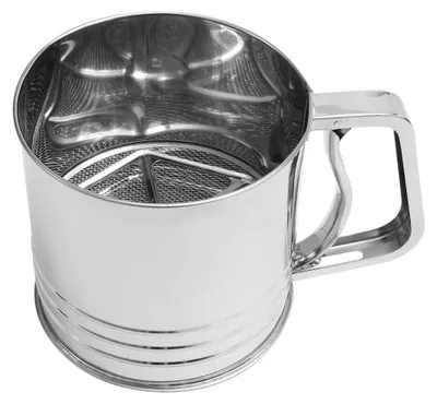 Einhand-Sieb aus Edelstahl, 12 cm, silber