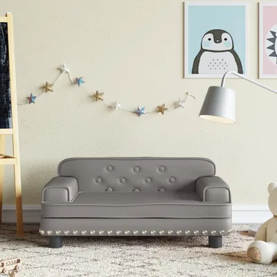 Produktbild von The Living Store Kindersofa Grau 70x45x30 cm Kunstleder
