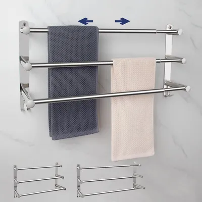 Obrázek produktu pro Solidchoice – Nastavitelný držák na ručníky z nerezové oceli se 3 tyčemi