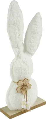Produktbild von Plüsch Deko Osterhase mit Blumenkette in Farbe weiß, 27cm