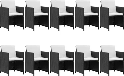 Produktbild von vidaXL 11-tlg. Garten-Essgruppe mit Auflagen Poly Rattan Schwarz