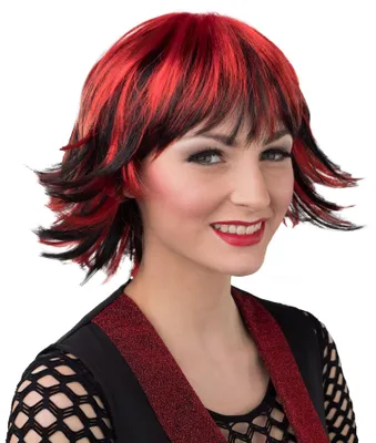 Produktbild von Perücke Kurzhaar rot schwarz Teufel
