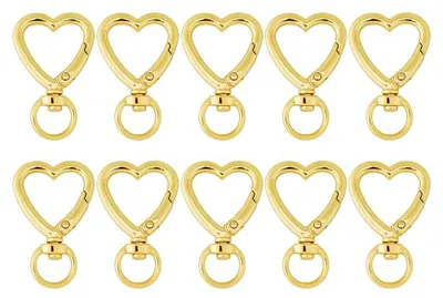 10 Goldene Herz Karabinerhaken 41x26x6 mm für DIY