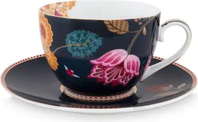 Produktbild von PIP STUDIO Fantasy Denim Blue Cappuccino Tasse mit Untertasse 0,28l