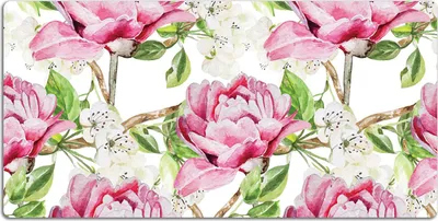 Produktbild von Schreibtischmatte Tischunterlage 90x45 cm Mauspad - Rosa Pfingstrosen