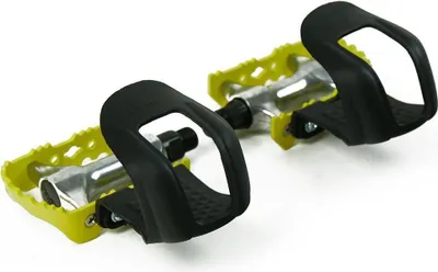 Produktbild von Gelbe Rennrad Pedale mit Kunststoff Pedalhaken – ohne Riemen, Aluminium
