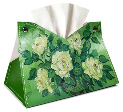 Produktbild von Taschentuchbox-Halter Vintage Ölgemälde Motiv Kunstleder Weiß