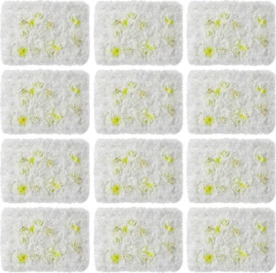 Produktbild von Blumenwand-Hintergrund, 12-teiliges Set, einfache Installation, WEISS