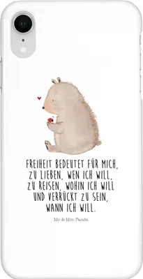 Produktbild von Mr. & Mrs. Panda Iphone XR Handyhülle Bär Marienkäfer - Weiß - Geschenk, Premium Kunststoff, Das Leben Ist schön, Handy Case, Motivation, Freiheit, Liebe, Teddy