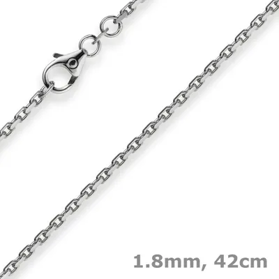 Produktbild von 1,8mm Kette Collier Ankerkette Halskette 585 Gold Weißgold 42cm