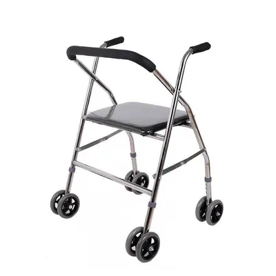 Produktbild von Faltbarer Gehwagen, Leichter Rollator, Höhenverstellbar Senioren Gehhilfe, Stabiler Gehstuhl, Rutschfest Pflegehilfe, 4-Rad Modell