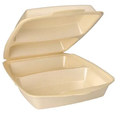 Produktbild von Papstar Menüboxen mit Klappdeckeln, XPS 2-geteilt 7,5 cm x 22 cm x 28,5 cm beige laminiert, 4 x 50 Stück