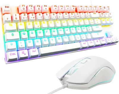 Produktbild von Set mit Tastatur und Maus, mechanisch, programmierbar, Gaming-Tastatur, mechanisch, Tkl, RGB, Switch Red, Azerty, Gaming-Maus, 6 Tasten, 7200 DPI