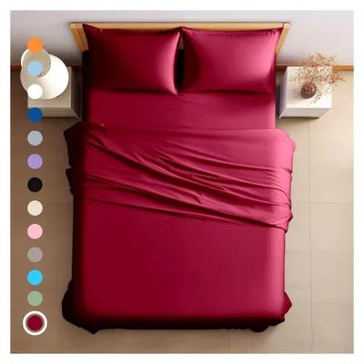 Produktbild von Bettwäsche für Einzelbetten: Komfort mit Bettwäsche 90 x 200 cm, Bettlaken und Spannbettlaken, 90 x 200 cm, aus hochwertiger Baumwolle in Bordeaux