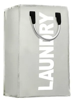 Image de Panier à linge pliable, collecteur de linge en tissu, gris, 33x23x53 cm, 40 litres