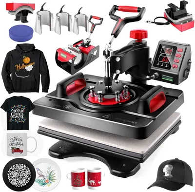 Produktbild von Hitzepresse 8-in-1 Transferpresse Heat Press Heißpresse 360 Grad Schwenkbar DIY Mulitifunktional Sublimation Wärmepresse (30x38cm )