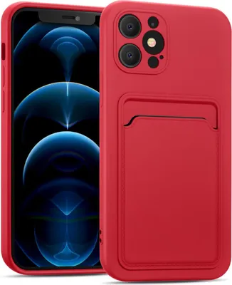 Produktbild von Conie Schutzhülle für iPhone 12 Pro Max mit Kartenfach Tasche Case Cover Bumper Silikon Hülle in Rot