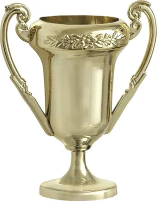 Produktbild von 4 goldfarbene Kunststoff-Siegertrophäen, 5,5 cm hoch, 5 cm tief, mit Beschriftungsfläche für Kinderfeste