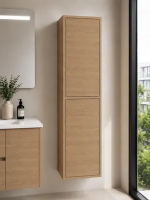 ORIGEN BATH FLORENCIA Badschrank 35x25x140 cm, 2 Türen, Estepa, Immagine generata dall'IA