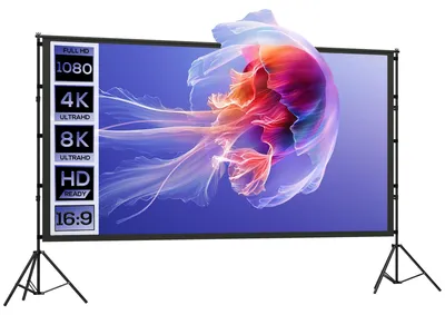Productafbeelding van HOMCOM Beamerdoek, draagbaar, 100 inch, 263x148 cm, 16:9, HD 4K/8K, met inklapbaar statief