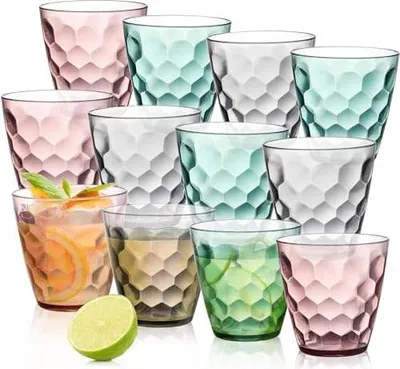 Produktbild von Lawei 12 Stück Kunststoff Wassergläser, 300 ml Plastikbecher Party Trinkgläser, Wiederverwendbar Trinkbecher für Abendessen Zuhause Geburtstagsfeier Party