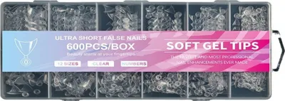 Produktbild von 600 Stück/Set Weiche Gelspitzen zum Aufkleben, kurze Halbkappenspitzen, klare Nagelspitzen, künstliche Nagelspitzen für Nagelstudios