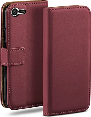 Produktbild von moex® Book Case kompatibel mit Sony Xperia X Compact - Hülle 360 Grad klappbar, Weinrot