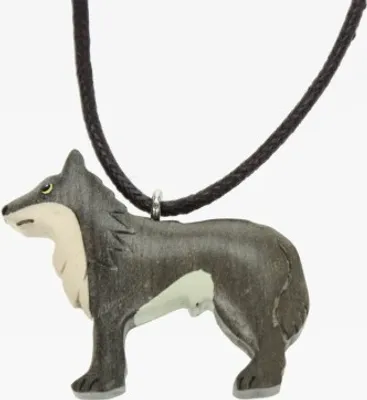 Produktbild von Kette Wolf, Holzanhänger Ketten Modeschmuck Wölfe Tier Tiere