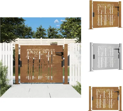 Produktbild von vidaXL Gartentor 105x80 cm Cortenstahl Bambus-Design -  Gartentore